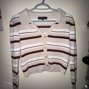 Beige Striped Women's Sweater